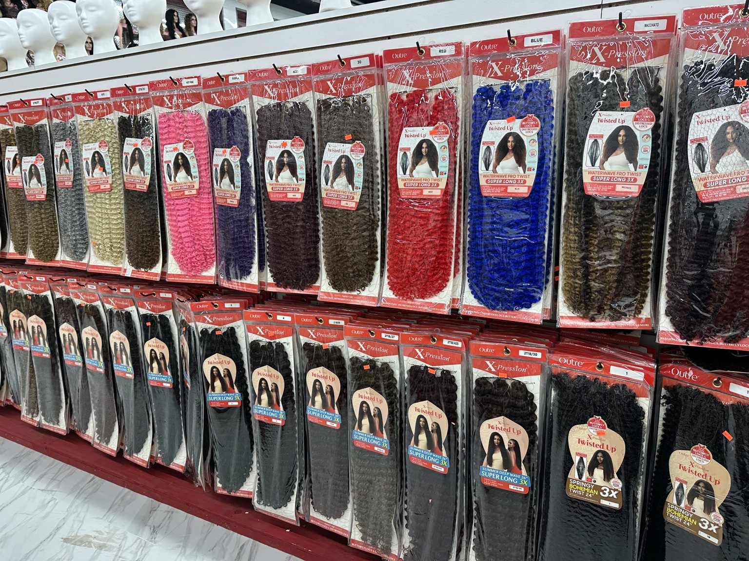 Braiding and crochet hair selection at Hair Global Beauty Supply Nashville