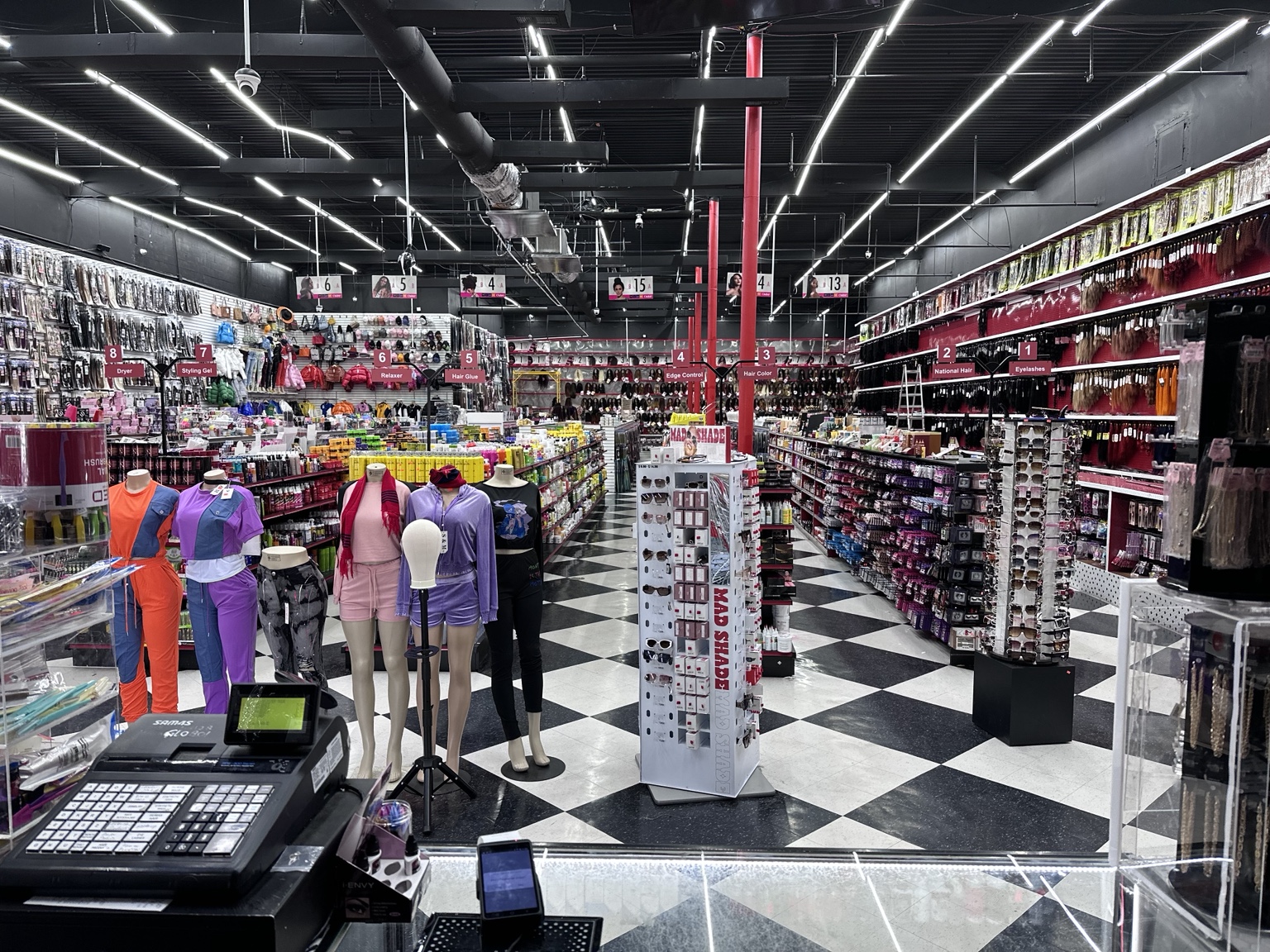 Wide interior view of Hair Global Beauty Supply in Nashville