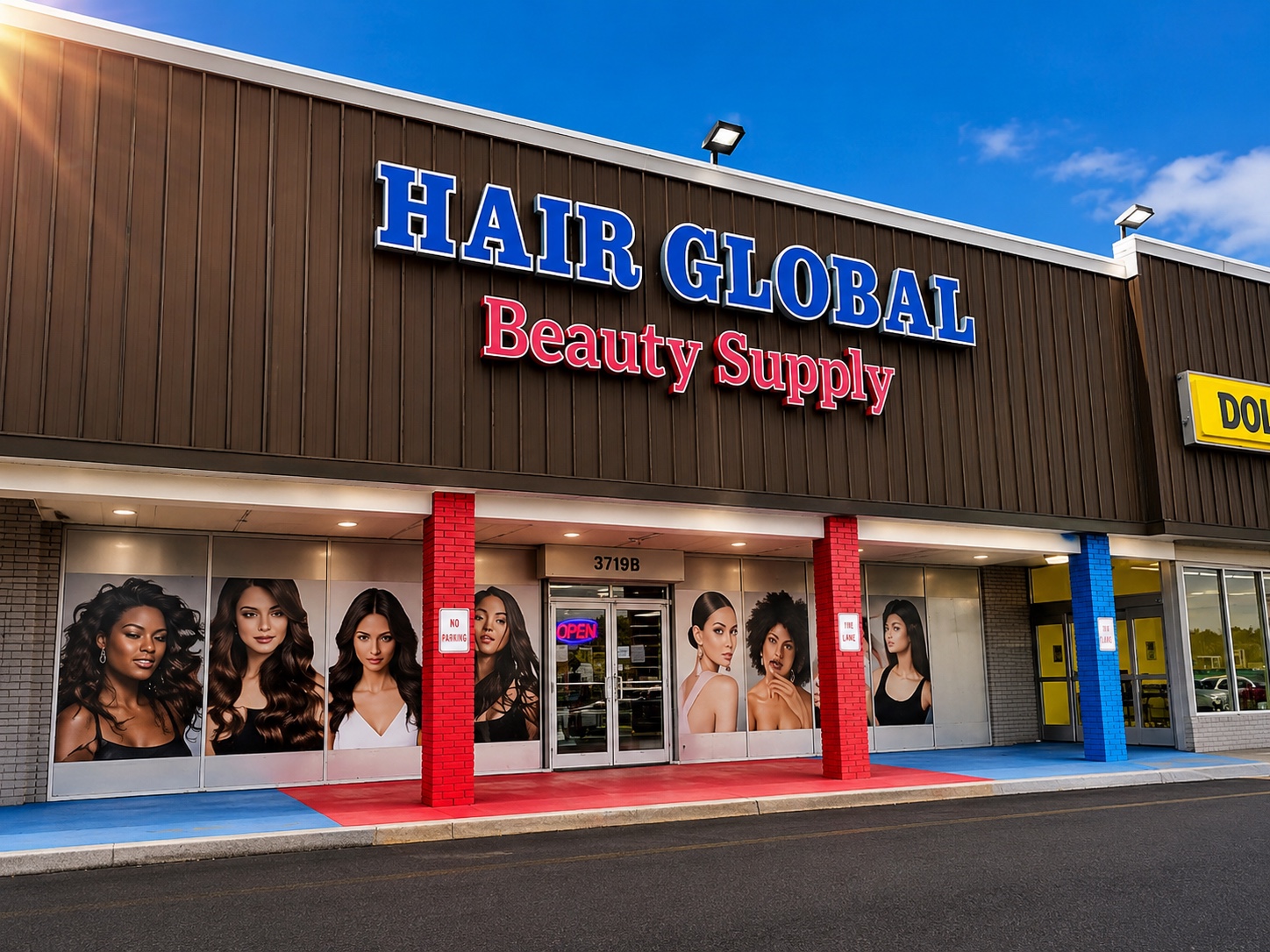 Front entrance of Hair Global Beauty Supply at 3719-B Clarksville Pike Nashville