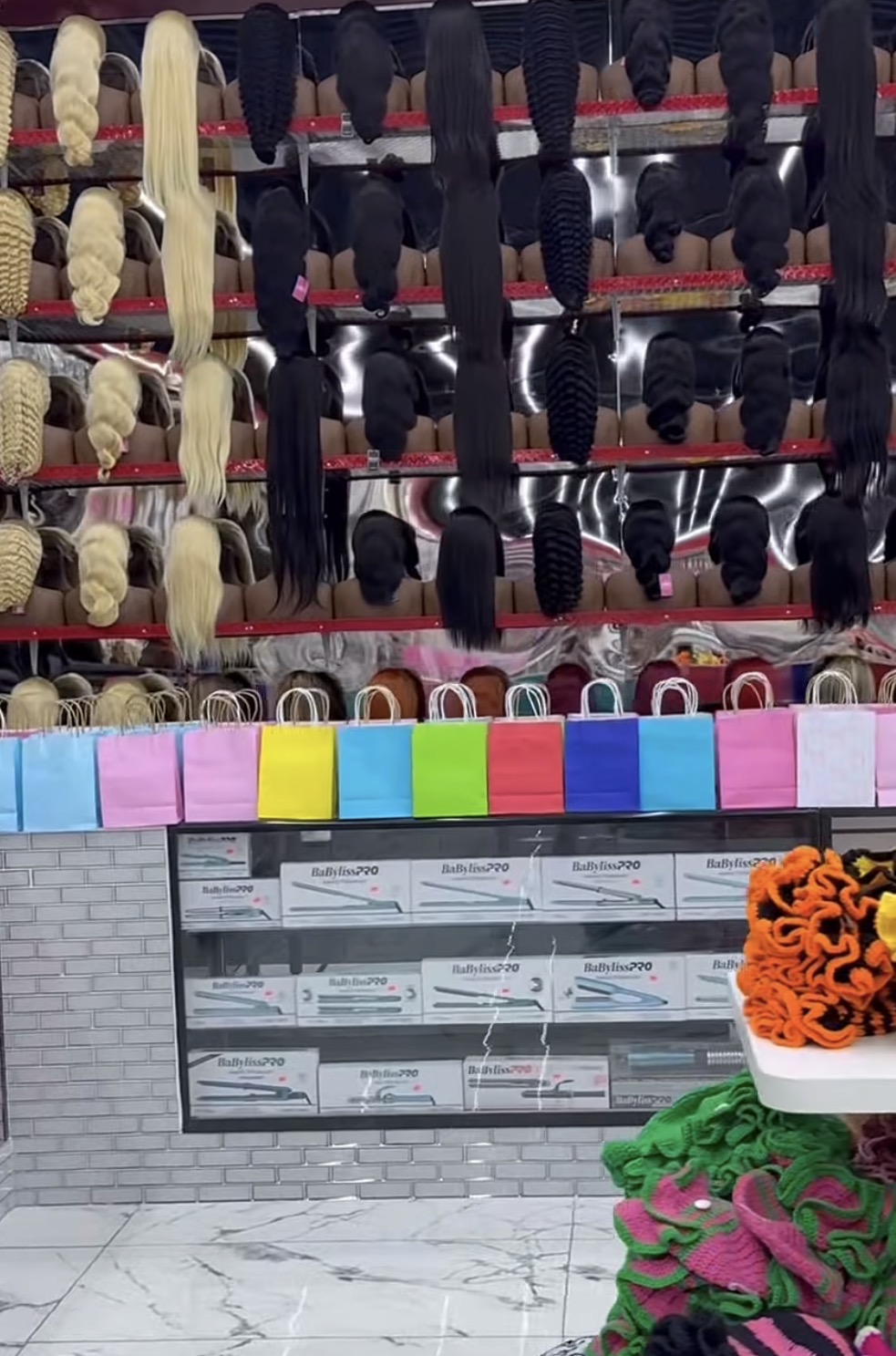 Wig display inside Hair Global Beauty Supply